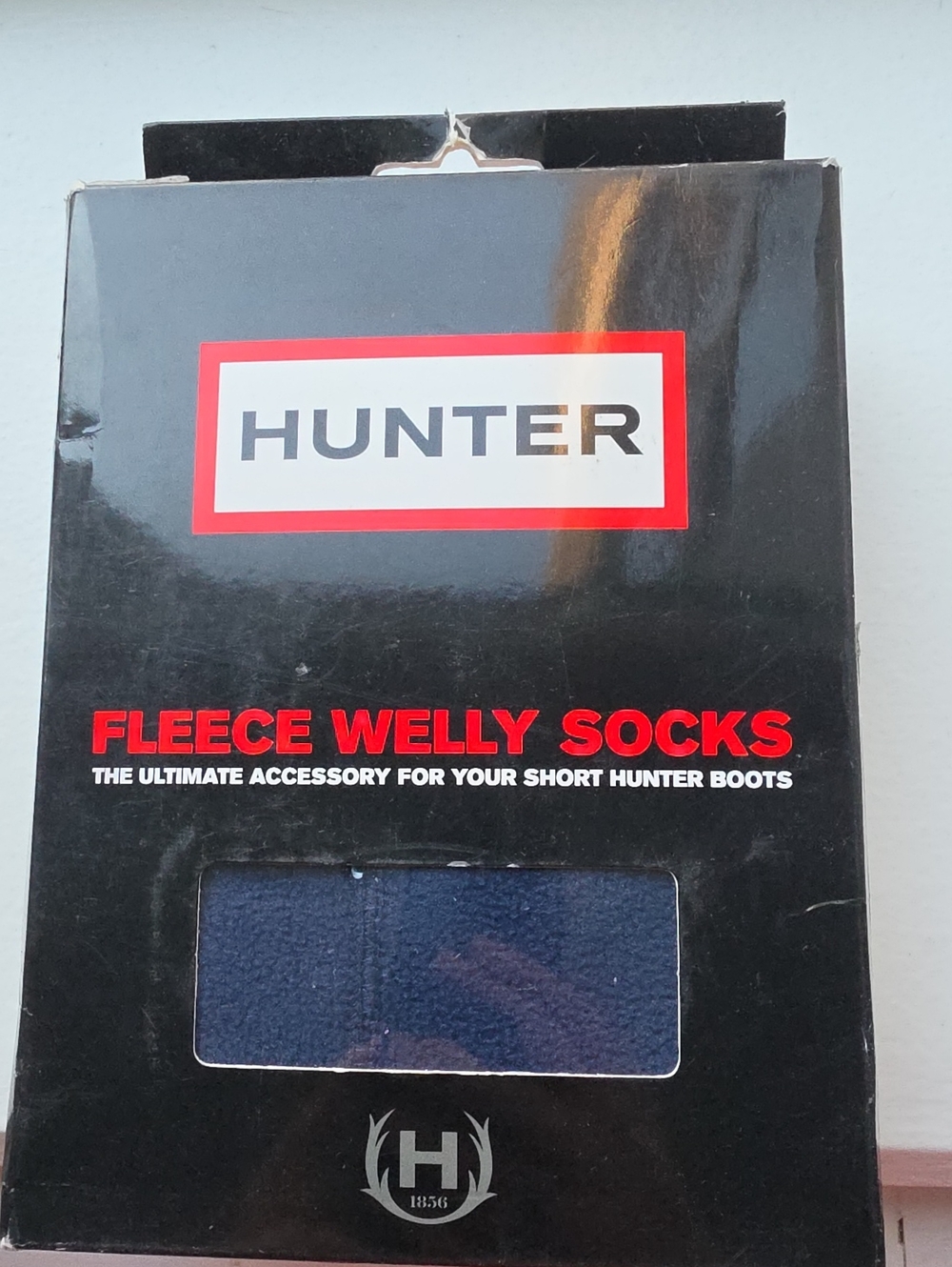 Hunter Short Boots Navy Fleece Welly Socks - Blue